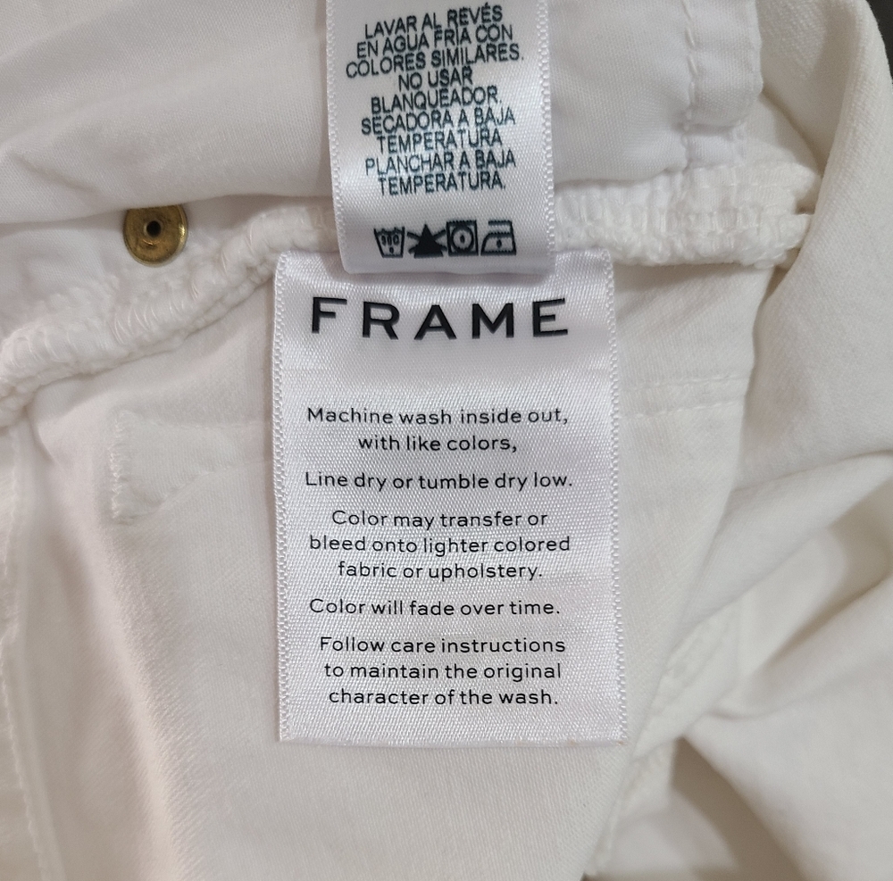 FRAME DENIM White Le High Skinny Distressed Jeans in Blanc Rip Sz 26 - Picture 11 of 14